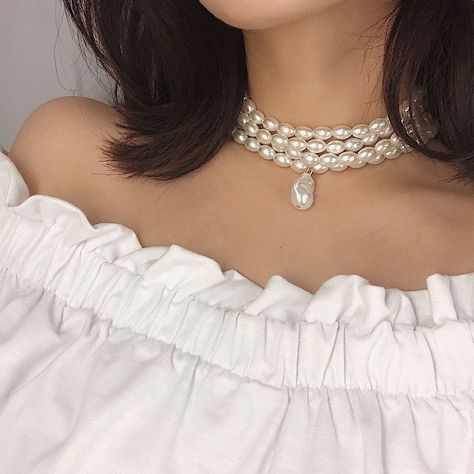 Multi Strand Pearl Necklace, Layered Pearl Necklace, Pearl Chain Necklace, Strung Beads, Great Gifts For Women, Pearl Choker Necklace, Choker Collar, Pearl Choker, Pearl Chain