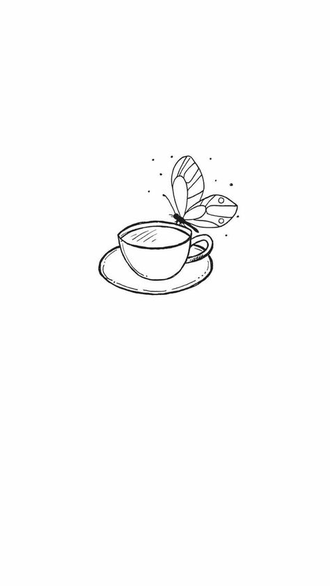 Cup Of Tea Tattoo, Coffee Tattoo Ideas, Tea Cup Drawing, Coffee Cup Tattoo, Tea Tattoo, Teacup Tattoo, Butterfly With Flowers Tattoo, Animal Line Drawings, Instagram Black Theme