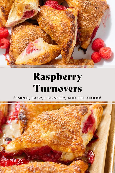 These flaky buttery Raspberry Turnovers are made with puff pastry and fresh raspberries. It's one of the simplest desserts but so delicious! You only need 6 simple ingredients and about 15 minutes of hands-on time! Kids love them and they're freezer-friendly! Raspberry Puff Pastry, Raspberry Turnovers, Peach Banana Smoothie, Lemon Smoothie, Breakfast Appetizers, Quick Cake, Dessert For Two, Fresh Raspberries, Spinach Smoothie