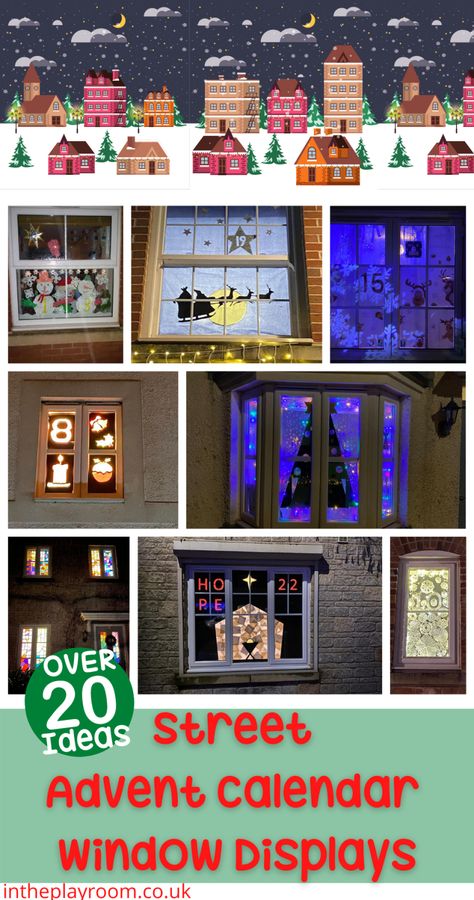 Advent Window Ideas Diy, Christmas Advent Windows, Christmas Window Advent Calendar, Window Advent Calendar, Window Advent Calendar Ideas, Advent Window Display Ideas, Advent Calendar Window Display, Christmas Advent Window Ideas, Advent Windows Ideas