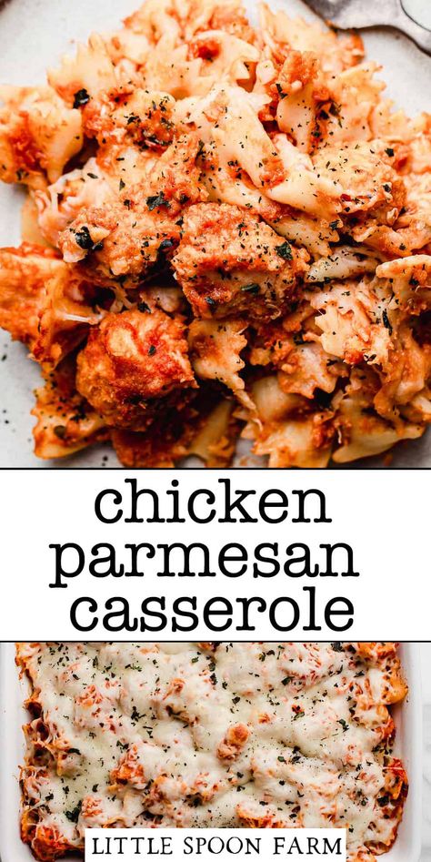 Easy Chicken Parmesan Casserole, Chicken Parmesan Casserole Recipe, Little Spoon Farm, Chicken Thigh Casserole, Baked Chicken Parm, Popcorn Chicken Recipe, Parmesan Casserole, Great Chicken Recipes, Chicken Parmesan Casserole