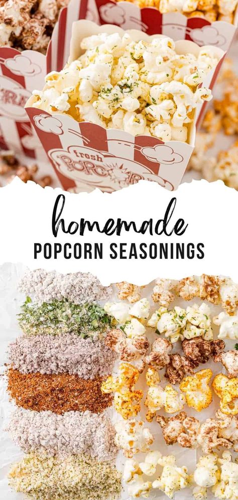 The Best Popcorn Seasoning Sweet Popcorn Seasoning, Homemade Popcorn Seasoning Recipes, Homemade Popcorn Flavors, Spicy Popcorn Recipes, Homemade Popcorn Seasoning, Popcorn Recipes Savory, Popcorn Seasoning Recipes, Flavored Popcorn Recipes, Popcorn Recipes Sweet