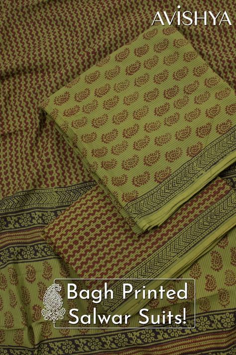 Salwar Suit Material Bagh Print Suits Design, Printed Salwar Suit, Bagh Print, 3 Piece Dress, Block Printed Suits, Space Activities, Suit Material, Suits Design, Mild Shampoo