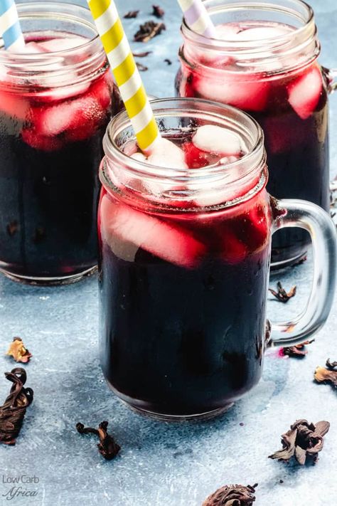 Sorrel Drink (Zobo Drink/Sobolo) | Low Carb Africa Sorrel Drink Recipe, Zobo Drink, Sorrel Drink, Low Carb Sweeteners, Hibiscus Tea, Drink Recipe, Autumn Flavors, Seasoning Recipes, Detox Drinks