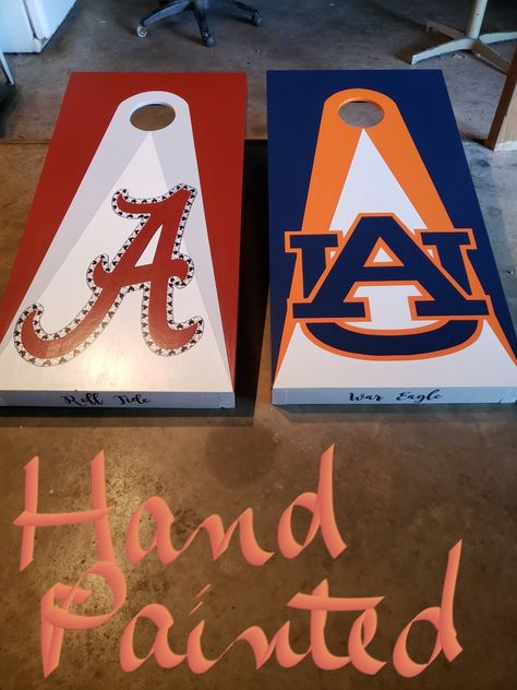 Alabama Cornhole Boards, Outside Furniture, Corn Hole, Football Party, Cornhole Boards, Arizona Logo, Auburn, Alabama, Corn