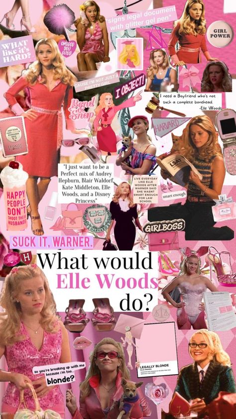 Check out aemaguire20's Shuffles #legallyblonde #ellewoods #whatlikeitshard Elle Woods Collage, Legally Blonde Mood Board, Legally Blonde Wallpaper Desktop, Legally Blonde Lockscreen, Legally Blonde Collage, Elle Woods Background, Elle Woods Wallpaper Iphone, Legally Blonde Wallpaper Iphone, Legally Blonde Art