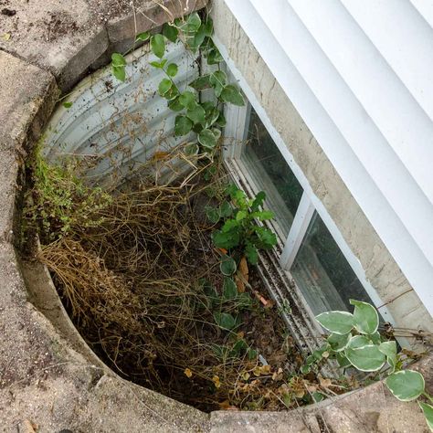 Basement Window Well Covers, Basement Window Well, Leaking Basement, Window Well Cover, Flooded Basement, Roof Overhang, Egress Window, Building A Porch, Window Well