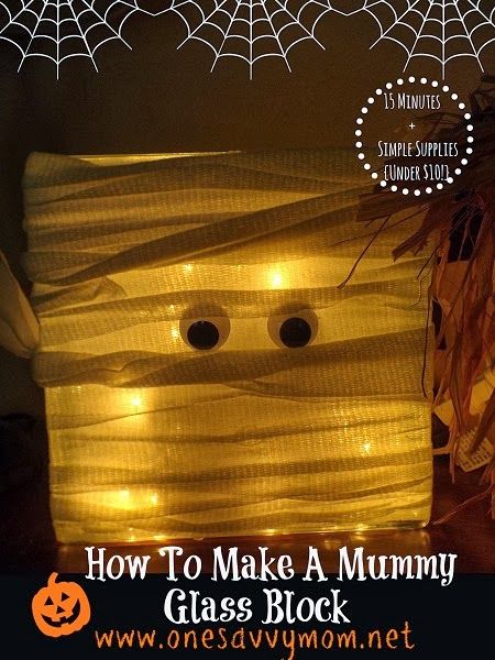 Nyc Mom, Mummy Pumpkin, Make A Scarecrow, Wine Bottle Crafts Christmas, Glass Block Crafts, Lighted Glass Blocks, Diy Kids Crafts, Fall Is In The Air, Block Craft