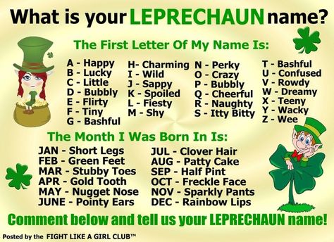 leprechaun names | Leprechaun name - Bashful Green Feet Leprechaun Names, Sant Patrick, St Patricks Day Crafts, St Patties, St Patricks Day Crafts For Kids, St Patrick Day Activities, Senior Activities, Engagement Posts, Interactive Posts