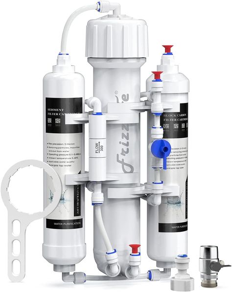 FRIZZLIFE Aquarium Reverse Osmosis System Compact RO Water Filter System, 3-Stage Tropical Fish, Discus, Marine, Compatible with 190L, 280L or 380L GPD Membrane (190L) In-line Water Filter, Water Filter Cartridges, Water Filter System, Reverse Osmosis System, Water Dispensers, Water Filters System, Water Softener, Water Purification, Reverse Osmosis