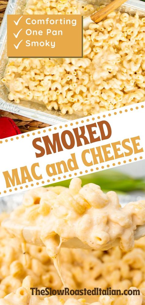 Smoked Mac And Cheese Gluten Free, Mac And Cheese For A Party, One Pan Smoker Meals, Mac And Cheese On Traeger, Smoked Mac And Cheese Electric Smoker, Easy Smoked Meat, What To Cook On A Smoker, Mac And Cheese Traeger, Smoked Foods For A Crowd