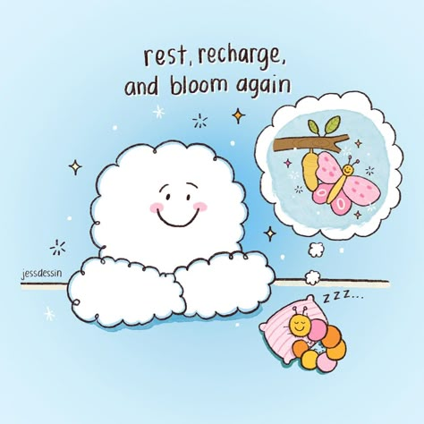 We need to pause and rest to allow ourselves to bloom again 🌱 #illustration #jessdessin #cuteart #rest #positivity #mrbubbles Rest Illustration, Rest Aesthetic, Rest Quote, Quotes For Morning, Nursing Aesthetic, Mr Bubbles, Calming Quotes, Preppy Quotes, Health Reminders