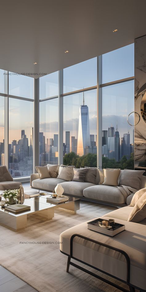 New York Apartment Aesthetic Interior, New York Living Room, New York Apartment Aesthetic, New York Apartment Interior, Penthouse Layout, Apartamento New York, Penthouse Aesthetic, Appartement New York, Luxury Minimalism