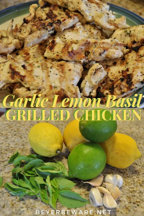 Basil Marinade For Chicken, Chicken Recipes With Basil, Chicken With Basil Recipes, Cooking With Basil, Basil Recipes Chicken, Lemon Basil Recipes, Basil Chicken Marinade, Recipes Using Basil, Grilled Lemon Chicken Recipes