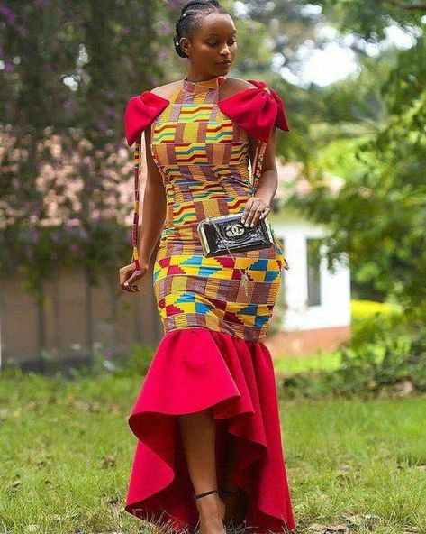 Kitenge Designs For Young Ladies, Kitenge Designs, Dashiki Fashion, Kente Dress, Dashiki Dress, Long Gown Design, African Prom Dresses, Kente Styles, African Print Dress