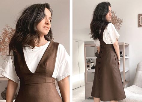 Hop On Ya Bike to Meet the Patternmaker Behind the Peppermint Milton Pinafore - peppermint magazine Repurposing Ideas, Woman Dress, Fashion Diy, Pinafore Dress, Pdf Sewing Patterns, Sewing Dresses, Dress Pattern, Maternity Clothes, Dress Patterns