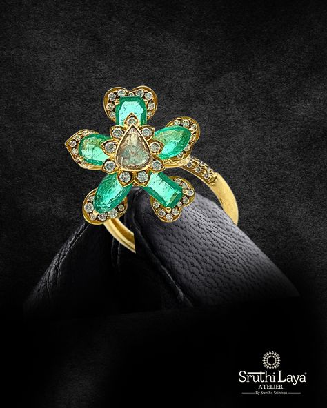 Searching for the perfect statement ring that will elevate your outfit? 💚✨ Our Cocktail Rings from the Sip & Sparkle collection are just what you need. A rare find in 18Karat gold, adorned with diamonds and emeralds, this flower ring is gonna turn the tables around. This festive season, glitter up and show off your unique style! 🧾100% certified 🌍 Global shipping 📍Jubilee Hills, Hyderabad 🌟 (Cocktail rings, natural gemstones, flower, diamond, emerlad, 18 karat gold, festive, rare, luxur... Flower Ring, Festive Season, Cocktail Rings, Hyderabad, Statement Ring, Festival Season, Statement Rings, Natural Gemstones, Unique Style