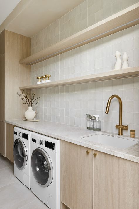 Wet Room Laundry, Laundry Room Ideas Australia, Home Renovation Laundry Room, Laundry Tiling Ideas, Laundry Styling Ideas, Laundry And Dishwasher Room, Laundry Room Scandinavian, Small Black Laundry Room, Interior Design Australia