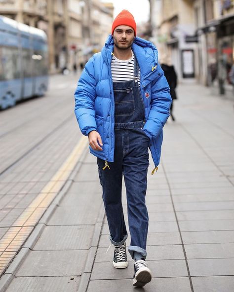 Blue Jean Overalls Outfits, Overalls Outfit Men, Jean Overall Outfits, Overalls Outfit Winter, Men's Dungarees, Men In Overalls, Overalls Outfits, Overalls Outfit, Denim Dungarees