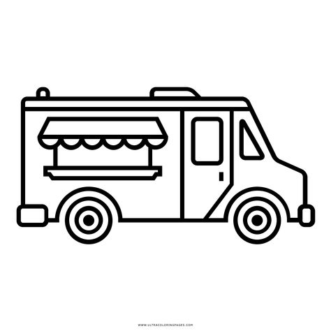 Food Truck Coloring Page - Ultra Coloring Pages Vintage Truck Nursery, Gmc Truck Accessories, Custom Truck Bumpers, Food Truck Design Interior, Food Truck Party, Old Trucks For Sale, Truck Icon, Printable Food, Interior Signs