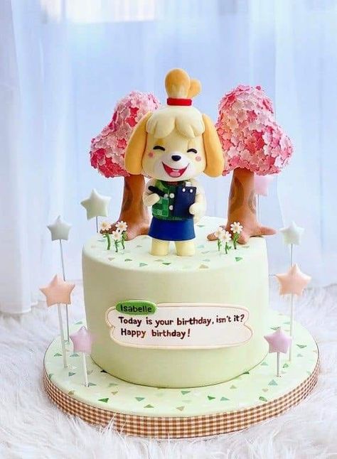 Animal Crossing Birthday Cakes, Acnh Birthday Cake, Animal Crossing Bday Party, Animal Crossing Birthday Cake Ideas, Animal Crossing Cake Ideas, Animal Crossing Party Ideas, Animal Crossing Birthday Cake, Animal Crossing Pastel, Acnh Birthday