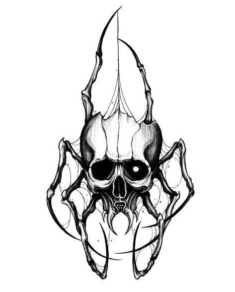 Spider Skull, Spider Drawing, Spider Web Tattoo, Skull Art Tattoo, Web Tattoo, Spider Tattoo, Creepy Tattoos, Spider Art, Tattoo Style Drawings