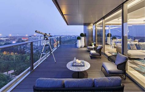 Penthouse Apartment Balcony, Korean Bedroom Luxury, Luxury Korean House, Penthouse Balcony Design, Luxury Apartment Balcony, Penthouse Balcony, Room Decor Ideas Diy, Simple Bed Designs, Penthouse Design