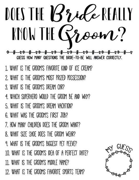 Games For Bride And Groom, Bridal Shower Question Game, Bridal Shower Questions, Fun Bridal Shower Games, Bridal Shower Printables, Question Game, Bachelorette Party Games, Wedding Quotes, Wedding Games