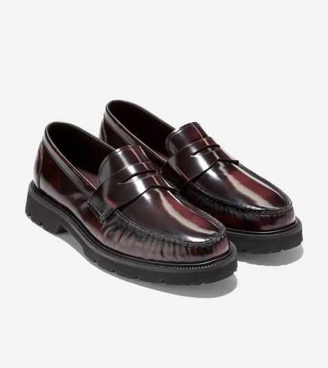 Minimalist Shoes, Leather Man, Cole Haan Men, Deep Burgundy, Penny Loafer, Penny Loafers, Leather Slip Ons, Leather Loafers, Slip Ons