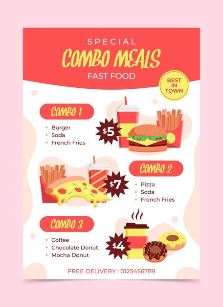 Combo Meal Poster, Healthy Restaurant Food, Hamburger Menu, Dessert Restaurants, Burger Menu, Menu Food, Restaurant Poster, Pizza Menu, Healthy Food Menu