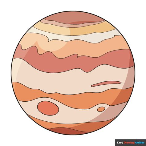 Jupiter step-by-step drawing tutorial: step 11 Jupiter Drawing Planet, Easy Planet Painting, Jupiter Illustration, Jupiter Drawing, Jupiter Color, Jupiter Aesthetic, Jupiter Art, Jupiter Poster, Minion Art