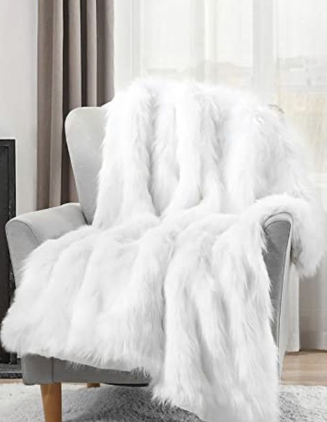 Luxury Plush Faux Fur Throw Blanket, Long Pile White Throw Blanket, Super Warm, Fuzzy, Elegant, Fluffy Decoration Blanket Scarf for Sofa, Armchair, Couch and Bed, 50''x60'' Silver Bedding, Black Bedroom Decor, Luxury Room Bedroom, White Throw Blanket, Afghan Throw Blanket, Faux Fur Throw Blanket, White Throw, Faux Fur Blanket, Modern Style Homes