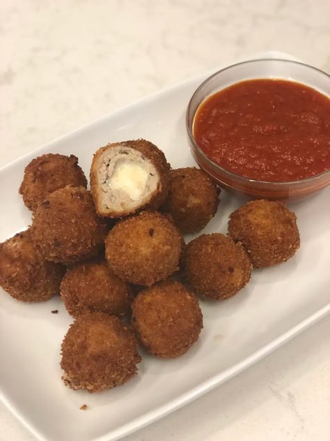 Cheesy Fried Chicken Parm Balls Recipe - Food.com Cheesy Balls Recipe, Homemade Chicken Nuggets, Chicken Balls, Chicken With Italian Seasoning, Cheese Spaghetti, Chicken Nugget, Chicken Parm, Cream Cheese Chicken, Frozen Chicken