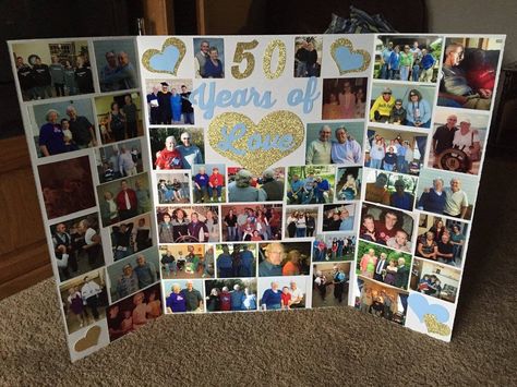 50th anniversary picture display board. Photoboard Ideas, 50th Anniversary Party Games, Games Wedding Reception, Picture Board Ideas, 50 Th Anniversary, 50 Wedding Anniversary, 50th Anniversary Party Ideas, Anniversary Party Games, 50th Year Wedding Anniversary