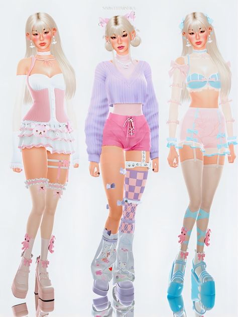 Sims 4 Clothes Kawaii, Not So Berry Sims 4 Cc, Sims 4 Cc Clothes Kawaii, Girly Sims 4 Cc, Kawaii Sims 4 Cc Clothing, Sims 4 Cc Outfits Sets, Sims 4 Pastel Cc, Aesthetic Lookbook, Sims Lookbook