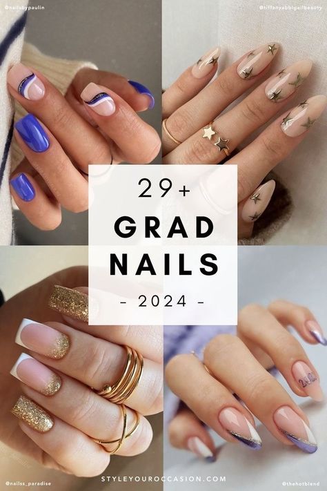 Grad Nails Inspo & Ideas 2024: You’ll love this list of simple graduation nails with stunning designs and art. Whether you want short cute nails or chic nails with square, coffin, or almond shape, this list has it all! High school or college graduates will love these gel manis for the big day! College Graduation Nails, Nails For Graduation, Graduation Nails Ideas, Classy Gel Nails, Nails Acrylic Long, Minimal Manicure, Nails Acrylic Almond, Nude Nail Art, Grad Nails