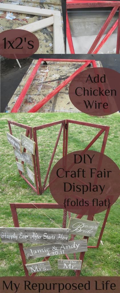 My Repurposed Life- DIY Craft Fair Display Made with Chicken Wire {folds flat for storage} Wire Diy Crafts, Chicken Wire Diy, Craft Fair Booth Display, Craft Show Booths, Display Artwork, Craft Show Booth, Craft Booth Display, Vendor Displays, Fair Booth