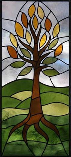 Residential Stained Glass Windows Tiffany Stained Glass Windows, Stained Glass Quilt, Stained Glass Patterns Free, Stained Glass Paint, Tiffany Stained Glass, Life Tree, Glass Tree, زجاج ملون, Changing Leaves