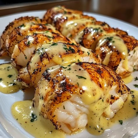 Creamy Garlic Butter Lobster Tail, Cowboy Butter Lobster Tails, Creamy Garlic Lobster Tails, Creamy Garlic Butter Lobster Tails, Garlic Butter Lobster Tails, Cooked Lobster Recipes, Baked Lobster Tail Oven, Lobster Tails Recipes, Lobster Linguini Recipe