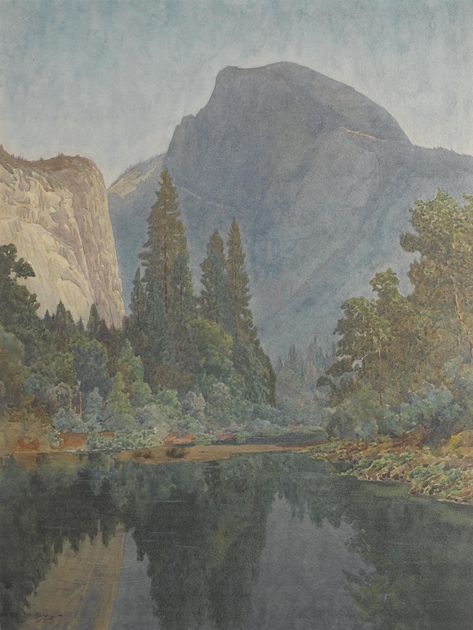 Gunnar Widforss, Yosemite Art, Half Dome Yosemite, Western Paintings, California Landscape, Cypress Trees, Watercolor On Paper, Arts And Crafts Movement, Nature Paintings