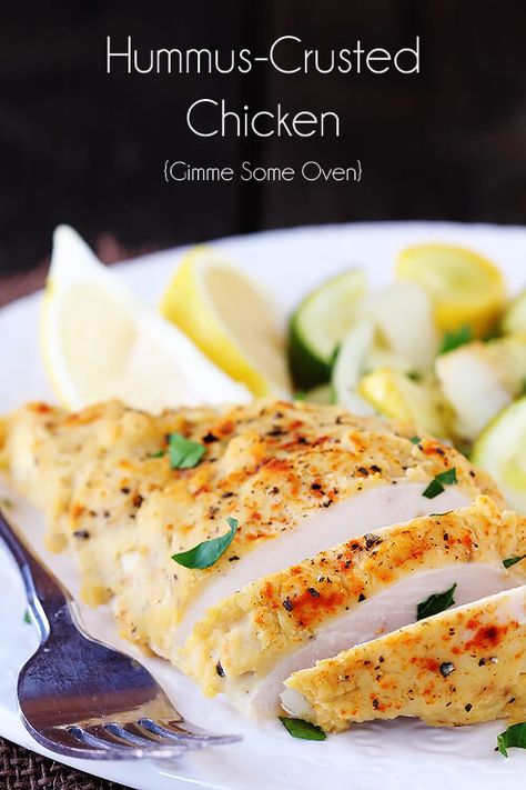 Hummus Crusted Chicken, Chicken Baked, Crusted Chicken, Yellow Squash, Think Food, Main Meals, Main Dish Recipes, Baked Chicken, Chicken Dinner