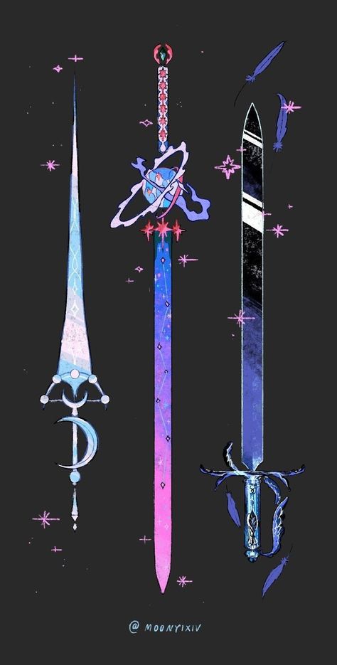 Fantasy Swords Illustration, Magic Swords Fantasy, Anime Swords Ideas, Fantasy Swords Concept Art, Bts Songs, Art Account, Props Art, Fantasy Props, Magic Design