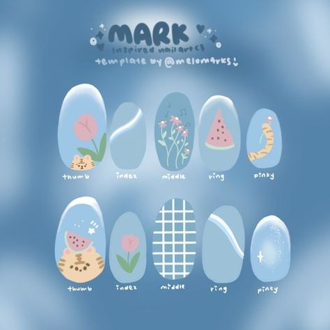 Nail Art Nct, Nct Nails Designs, Paper Nails Design, Nail Art Kpop, Nct Nails, Nails Template, Paper Nails, Fake Nails For Kids, Nail Designs Easy Diy