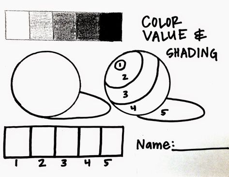 Elementary Value Art Lesson, Shading Activity, Value Art Drawing, Value Shading, Color Value, Classe D'art, Art Handouts, Teaching Drawing, Middle School Art Projects