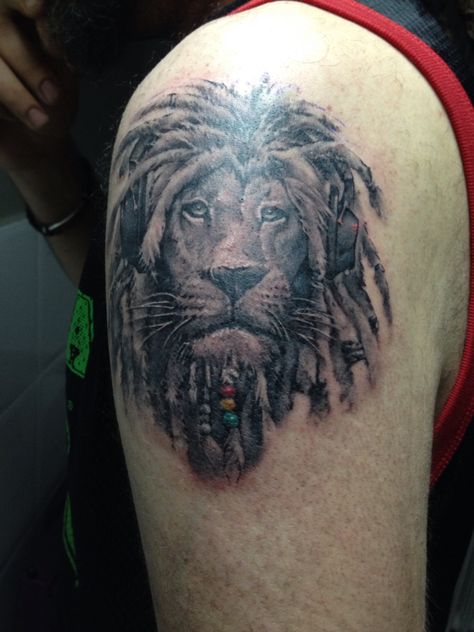 Rasta lion tattoo by asmodeo Dreadlock Lion Tattoo, Lion With Dreads Tattoo, Bob Marley Lion Tattoo, Rasta Tattoo Ideas, Rasta Tattoo For Women, Rasta Tattoo Men, Reggae Tattoo Ideas, Rasta Lion Tattoo, Rasta Tattoo