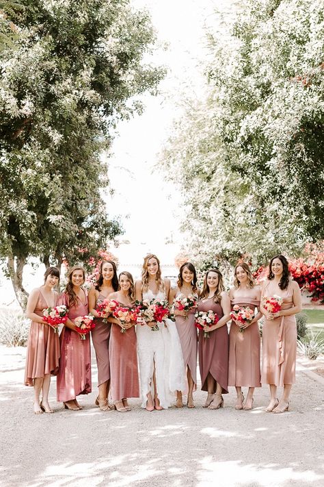 April Wedding Colors, Pink Bridesmaid Dresses Mismatched, Bridesmaid Dresses Mismatched, Light Pink Bridesmaids, Dusty Pink Bridesmaid Dresses, Light Pink Bridesmaid Dresses, Peach Bridesmaid, Peach Bridesmaid Dresses, Dusty Pink Weddings