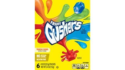 Fruit Gushers™ Tropical - BettyCrocker.com Fruit Gushers, Fruity Snacks, Pear Puree, Vegetable Snacks, Portable Snacks, Dried Corn, Fruit Roll Ups, Fruit Snacks, Betty Crocker