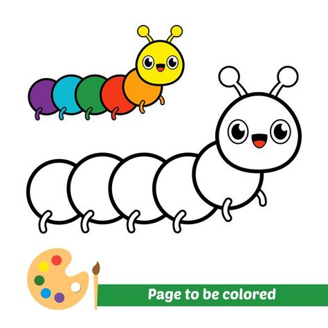 Coloring book for kids colorful caterpil... | Premium Vector #Freepik #vector #background #book #design #kids Coloring Easy Drawings, Color Sheets For Preschool, Printable Art For Kids, Coloring Activities For Preschoolers, All About Colors Preschool, Coloring For Preschool, Creativity Activities For Kids, Coloring Books For Kids Free Printable, For Kids Drawing