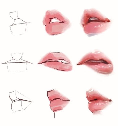 Lip Tutorial Drawing, Steps To Draw, Lips Sketch, Draw Lips, Lip Drawing, Mouth Drawing, Lips Drawing, Art Tools Drawing, Sketches Tutorial