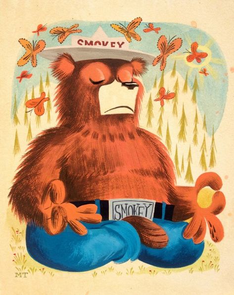 Smokey The Bear Drawing, Camping Illustration, Smokey The Bear, Smokey Bear, Bear Vector, Smokey The Bears, Bear Tattoo, Camper Remodel, Warm Fuzzies